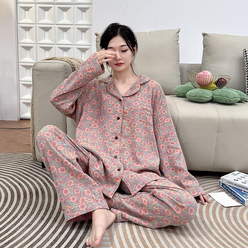 柔软舒适宽松200斤胖mm加大码睡衣女士套装春秋新款家居服两件套