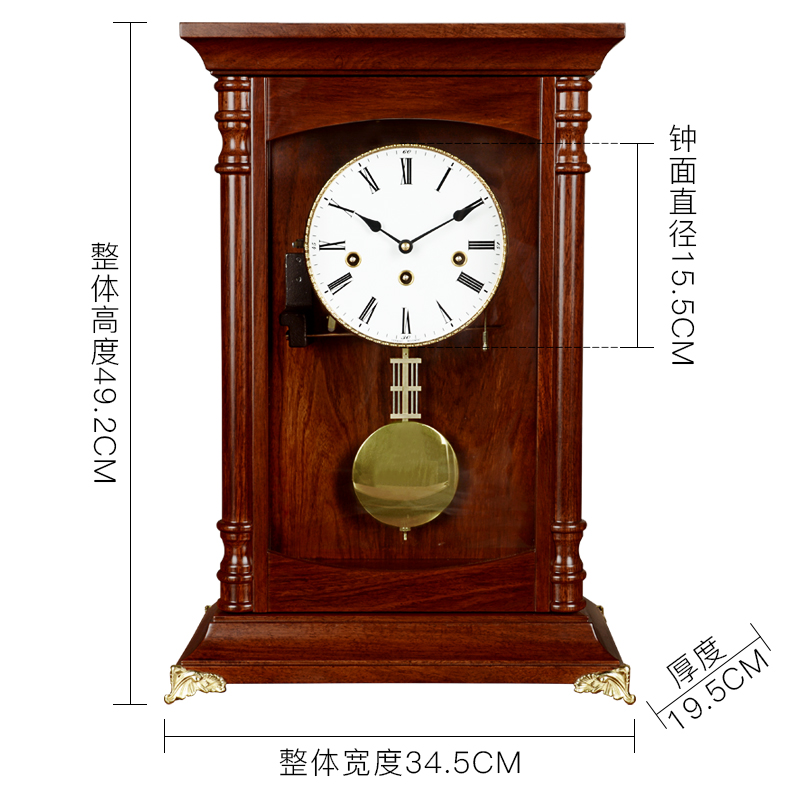 汉时钟表座钟客厅大号摆钟中堂茶几桌面机械J复古赫姆勒新台钟HD5