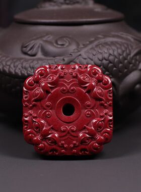 保真天然原矿朱砂紫金砂原石睚眦神兽挂坠吊坠男士女士保平安佩戴