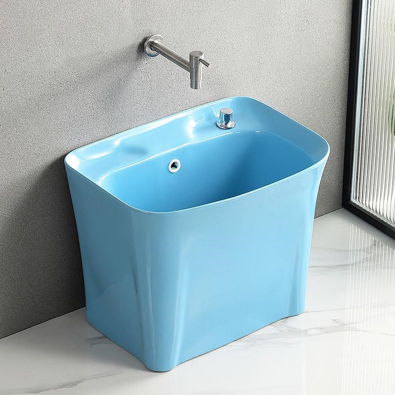 陶瓷彩色拖把池2023新款u家用阳台拖布池落地式化妆室洗拖把盆室