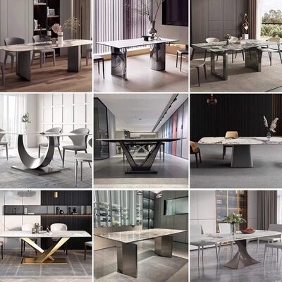 不锈钢餐桌腿支架大理石轻奢底座支撑架岩板圆桌长桌脚岛架餐台脚