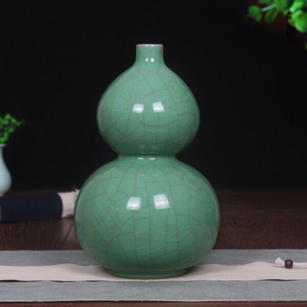 龙泉青瓷柳建玲手工花瓶花器陶瓷葫芦瓶客厅家装艺术摆设摆件台面