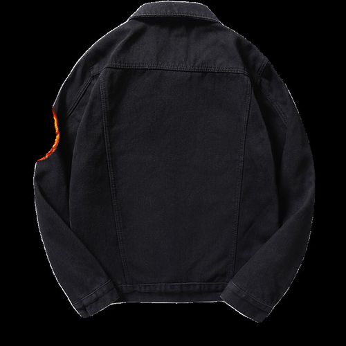 秋冬季黑色加绒加厚牛仔外套焊工耐磨工作服男士潮流帅气工装夹克