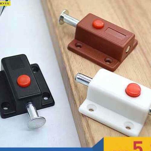 塑料自动按钮插销柜门弹簧扣门栓明装插销门销家具五金衣柜门插销