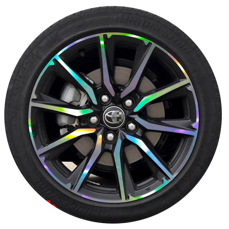 适用新款丰田雷凌轮毂贴纸轮廓个性改装七彩镭射反光装饰划痕遮挡