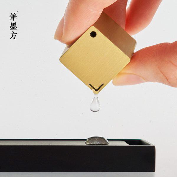 笔墨方黄铜水滴文房四宝砚滴壶砚台书法毛笔水壶水滴砚国画专用笔