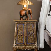 东南亚风格 复古会所卧室床边柜小型家具储物柜子 实木床头柜泰式