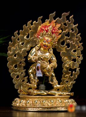 黑财神铜像现代手工居家摆件尼泊尔铜全鎏金五姓财神高32cm铜像像