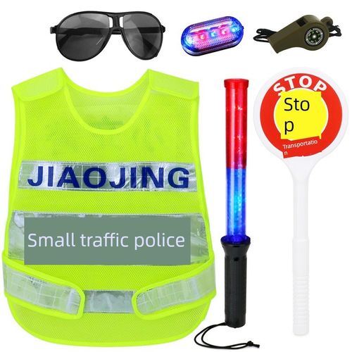 儿童交通LED指挥棒交警道路指挥信号警示灯红蓝爆闪对讲机