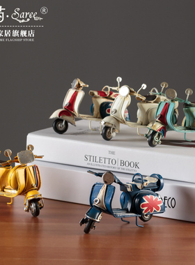 美式复古创意迷你铁艺摩托车模型小摆件家居电视柜儿童房装饰礼物