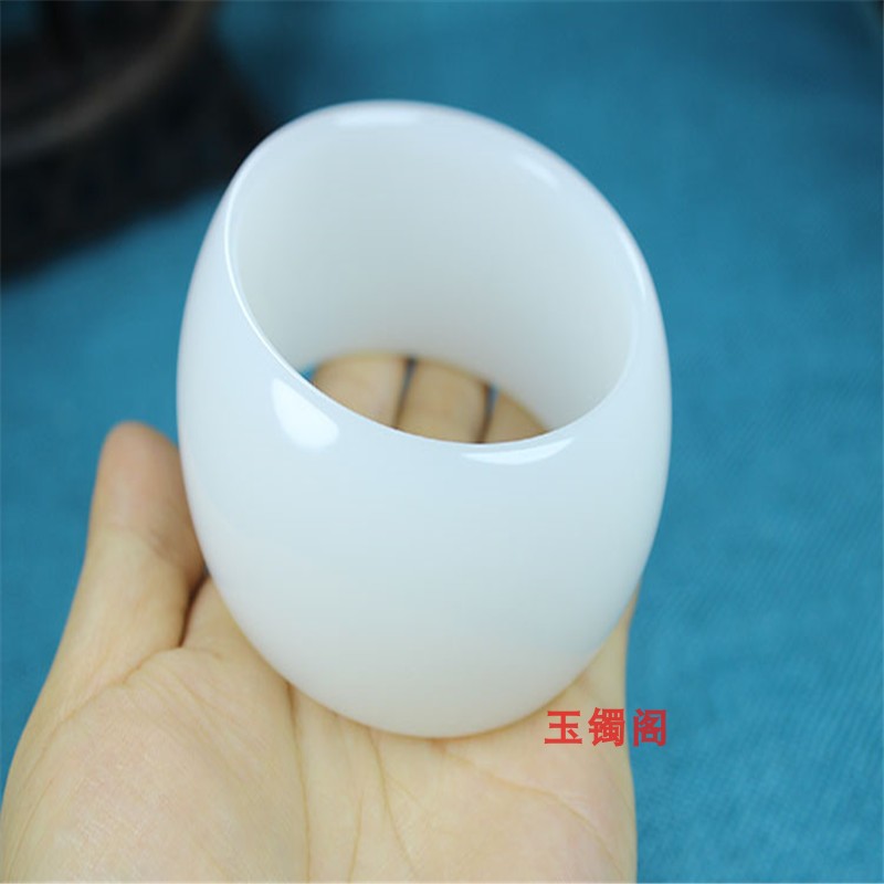 新疆和田玉白玉手镯宽版加宽加大手镯轮胎版白玉手镯玉石镯子