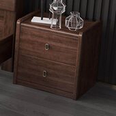 胡桃木家用新中式 简约卧室床实木床头柜置物边柜 现代储物收纳整装