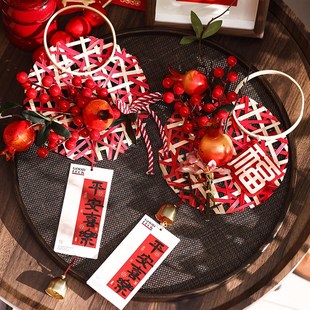 新年竹编灯笼挂件装饰品2025春节家庭入户门布置客厅喜Z庆过年挂