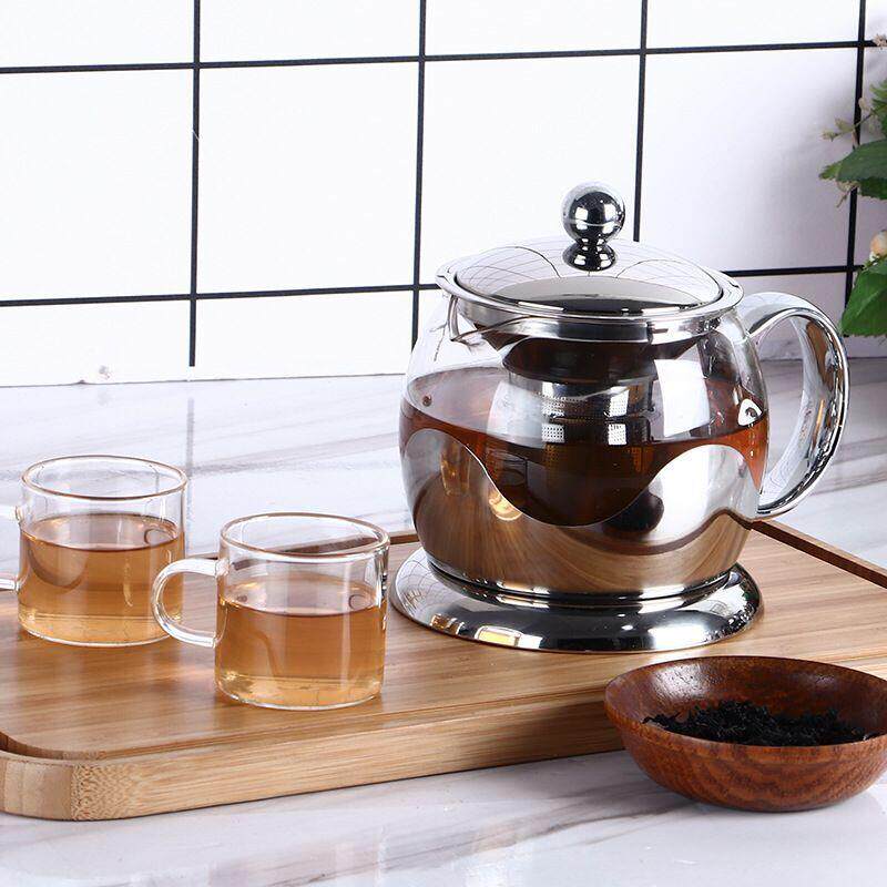 加厚耐热玻璃泡茶壶不锈钢过滤冲茶器家用饭店餐厅红茶花茶壶茶具
