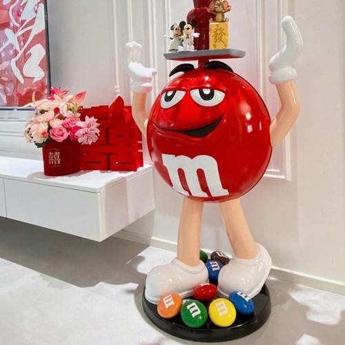 卡通大号m豆落地大摆件玻璃钢雕塑家居客厅m豆人网红店铺轻奢装饰