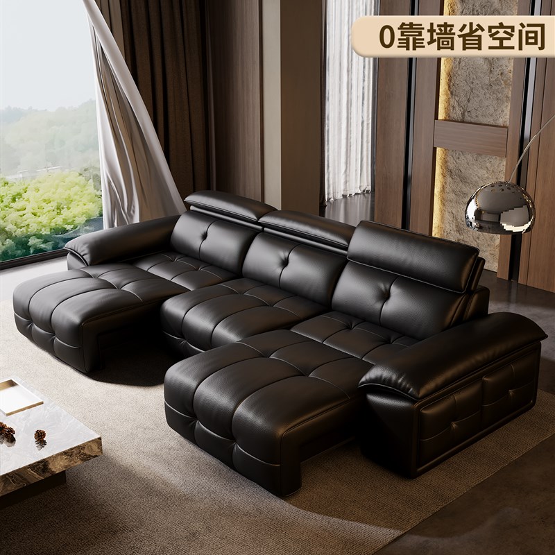 意式极简c真皮电动沙发床客厅现代简约零靠墙可伸缩语音多功能沙