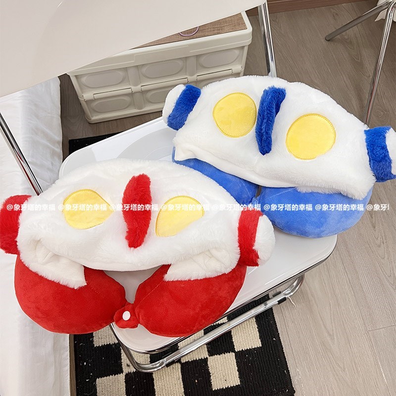 日系可爱卡通连帽Un枕护颈枕旅行便携飞机枕办公午睡靠枕男女礼物