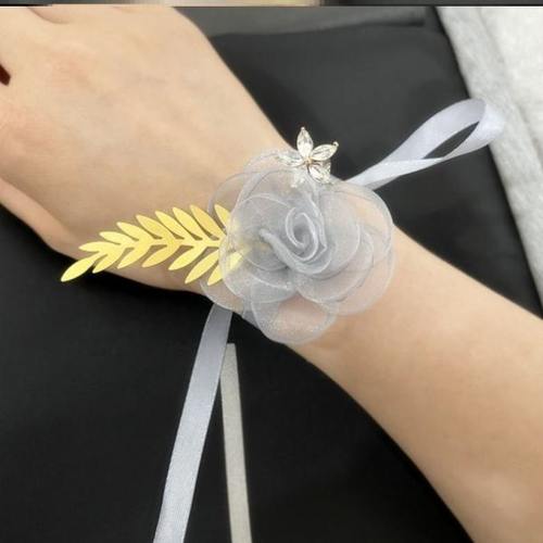 伴娘手腕花胸花超仙韩式珍珠手链唯美新娘姐妹团派对舞蹈手花