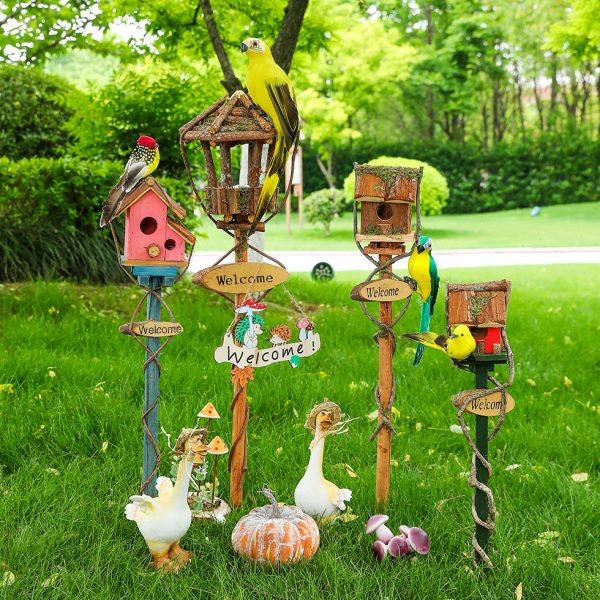 创意摆件实木房子铁艺向日葵花插地插摆件庭院院子布置造景幼儿园,家居饰品,户外/庭院摆件,淘宝优惠券,粉丝福利购,淘宝优惠卷