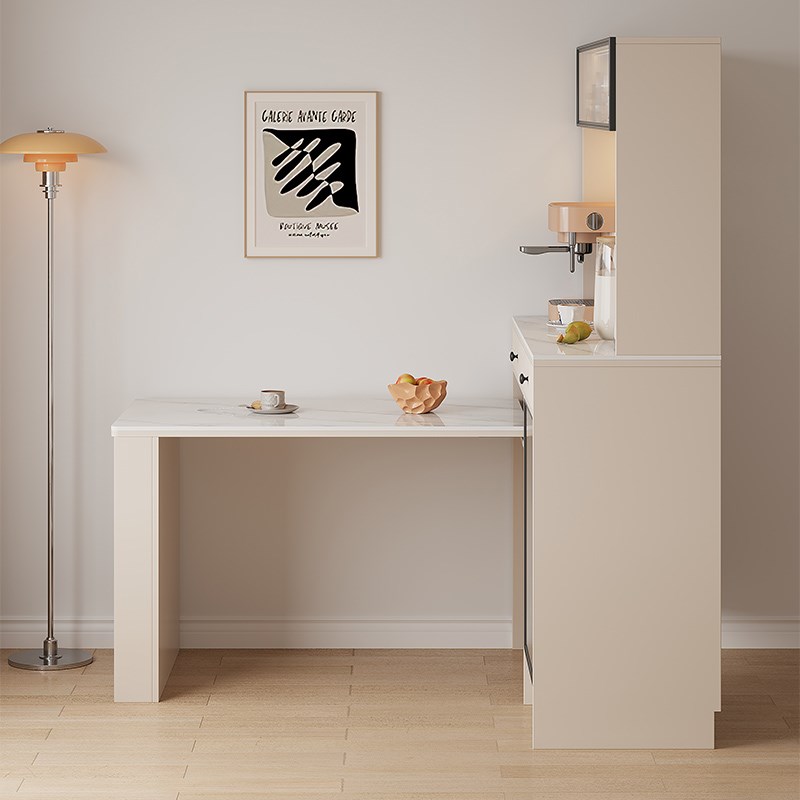 伸缩餐桌小户型实木岩板靠墙一体餐边柜家用扫地机器人.收纳柜桌