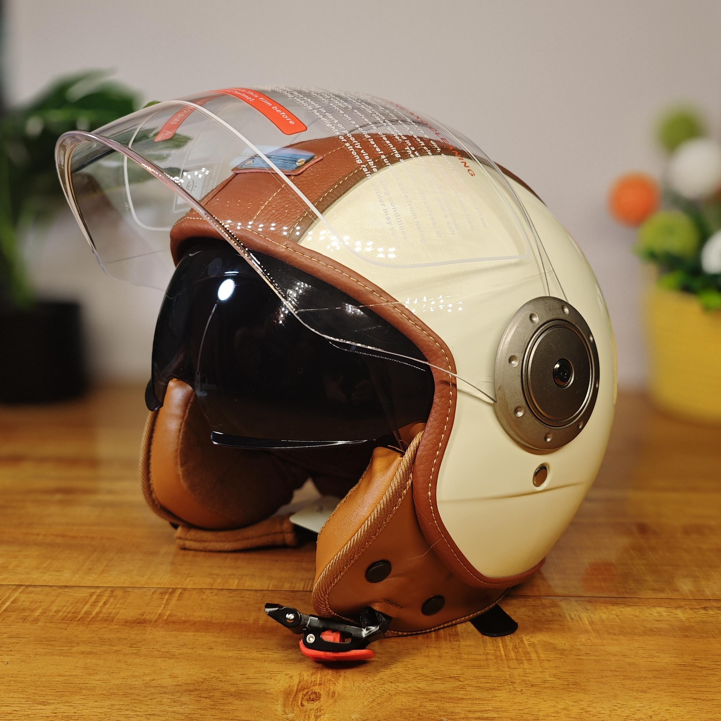 双镜3C复古头盔四o季男女通用四比三盔电动车电动自行车头盔