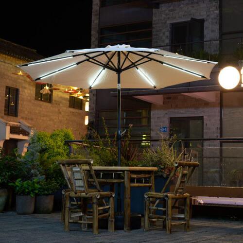 带太阳能灯的网红庭院休闲遮阳伞 楼顶露台中柱伞一楼小院花园伞