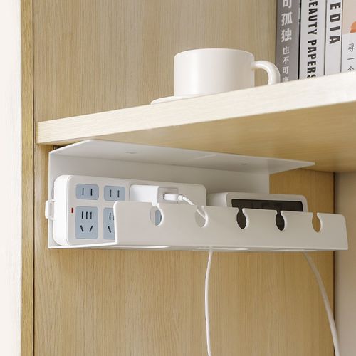 桌下理线器免打孔电源线架槽线路B整理盒电线插座收纳桌面走线神