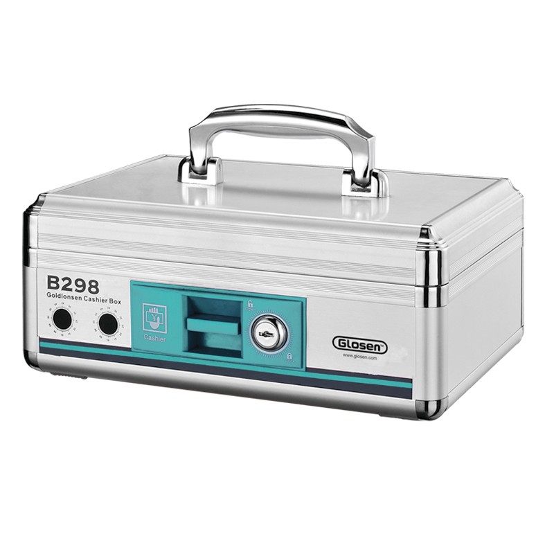 铝合金收纳箱g带锁的贵重物品收纳盒家用装钱证件文件保险箱收银