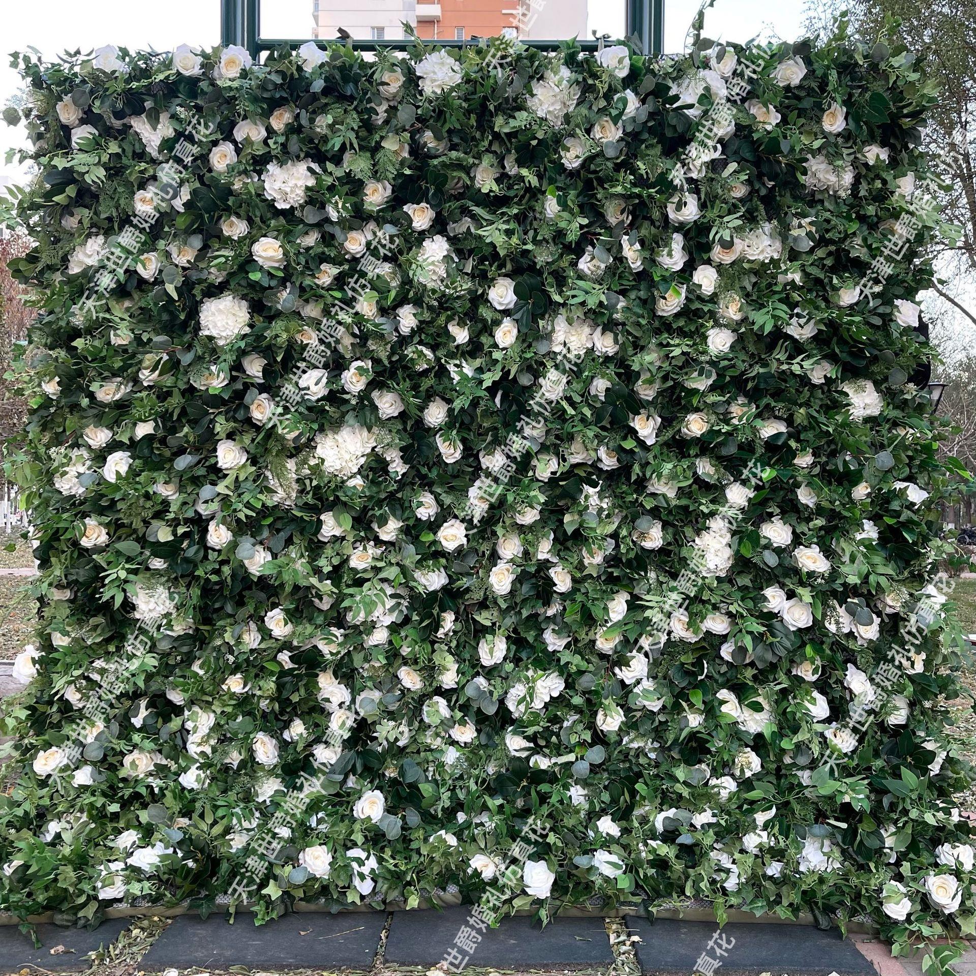 世爵出口婚礼堂布景仿真花背景墙展厅绿植墙2.4*2.4m花排