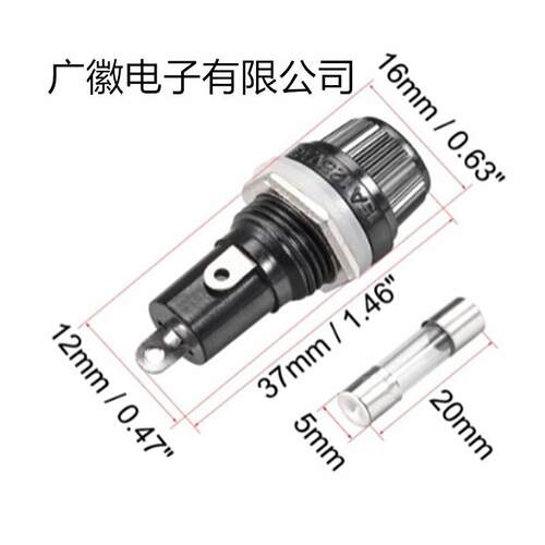 供应 FUSE 5*20MM玻璃管保险丝座 黑色旋钮座子双环座耐高温 .
