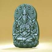 细料挂件千手手工雕刻神兽观音佛牌仿古吊坠和田玉一青塔