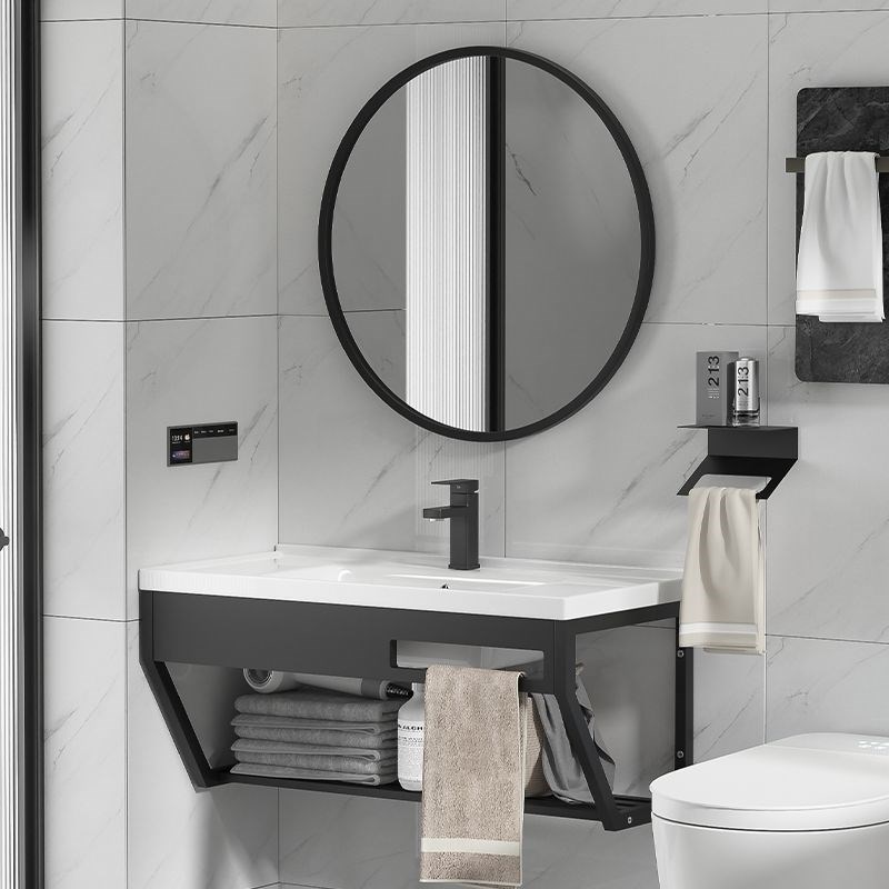 小户型不锈钢支架悬空洗手盆w壁挂式洗脸台面浴室柜组合挂墙式洗