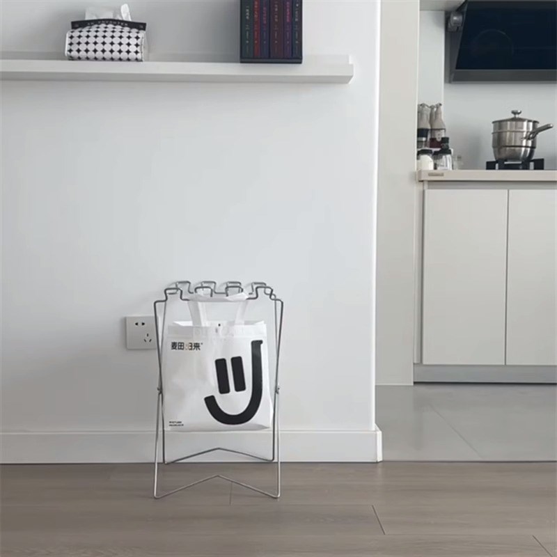 折叠不锈b钢垃圾架创意便携式收纳家用厨房户外支架分类耐用手提