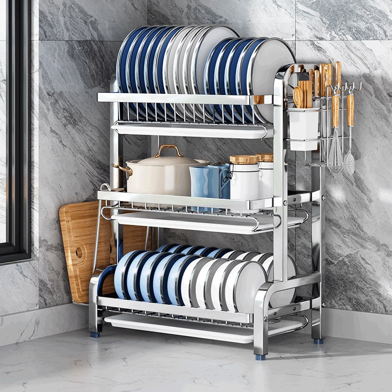 304不锈c钢碗碟收纳架多功能沥水碗盘放盘子碗架碗碟子厨房置物架