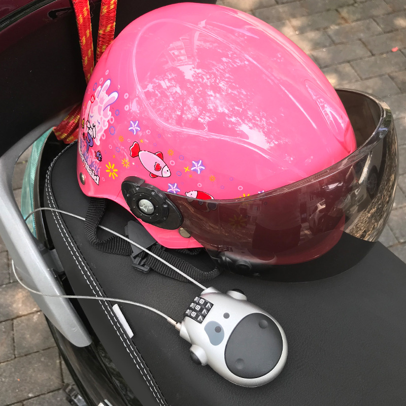 摩托车头盔锁电动车自行车钢缆密码锁防盗锁行李箱固定锁背包锁