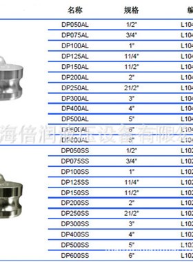 供应  快速接头camlok groove塞子堵头 DP100AL DP100SS DP100BR
