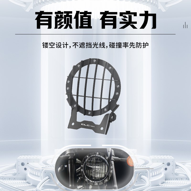 适用春风450CLC 改装大灯罩前照灯大灯护网保护罩450CL-C复古配件