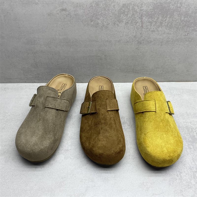 断码处理2025春款女鞋文艺复古外穿一脚蹬增高勃肯鞋无后跟懒人拖