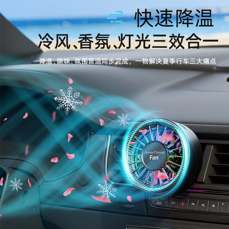 车载小风扇车用汽车小车内通风出风口迷你制冷降温12V24V货车电扇