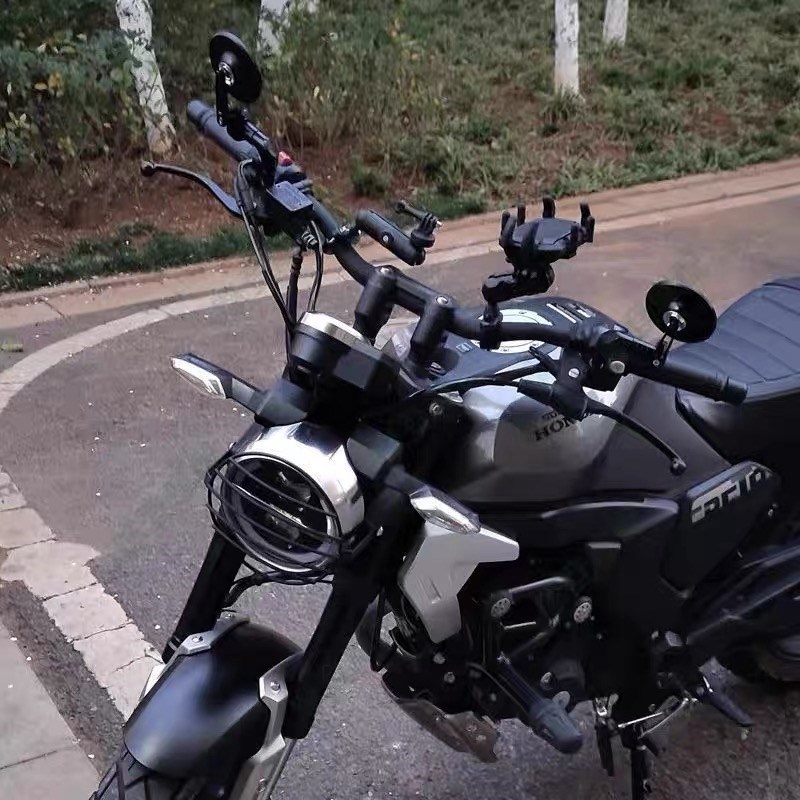 适用五羊本田CGX150 CB190SS CBF190TR改装后视镜复古圆镜手把镜