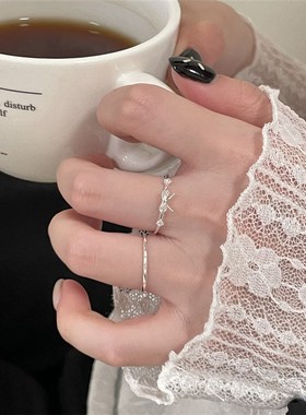 925纯银蝴蝶结戒指女小众设计感高级素圈食指戒百搭精致新指环