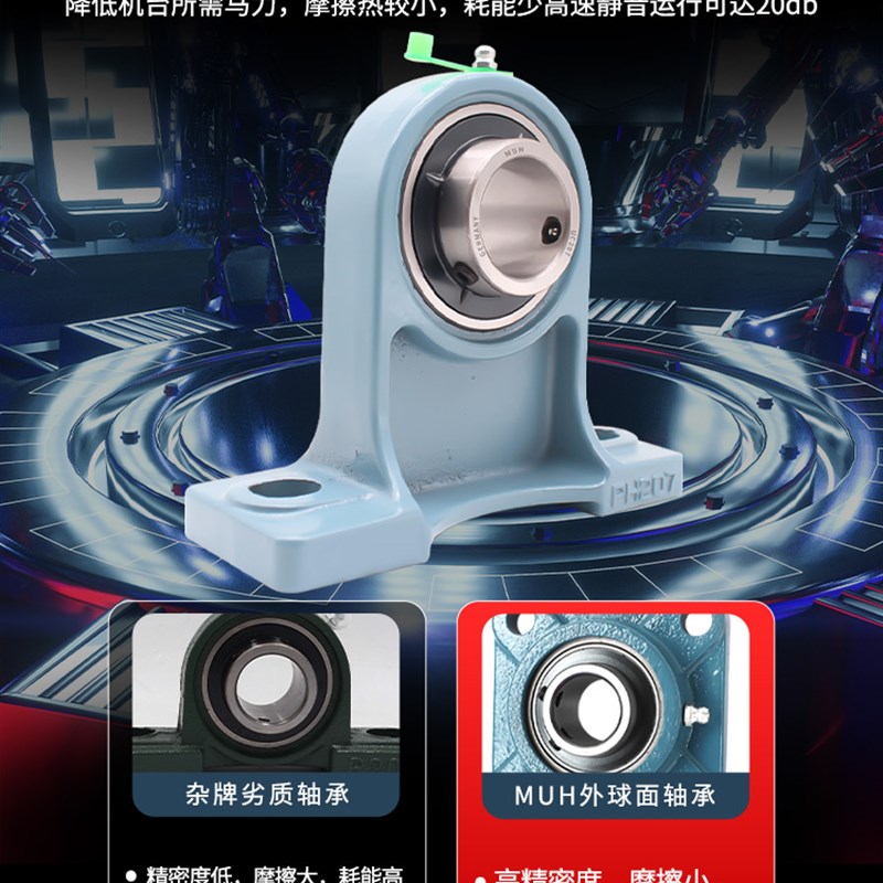 外球面轴承带座加高立式座UCPH203 204 205 206 207 208 209 210