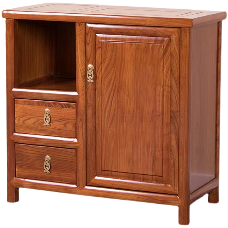 茶水柜新中式简约客厅办公室小型老榆木I实木餐边柜茶台边柜烧水