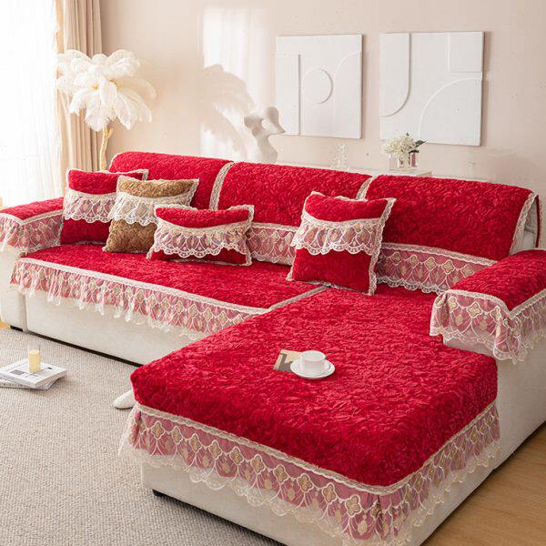 欧式冬季毛绒沙发垫坐垫加厚防滑简约沙发套罩盖布巾全包结婚喜庆