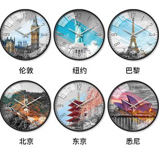 可定制酒店大堂前台钟表挂钟客厅家用时尚宾馆旅社世界地图时钟