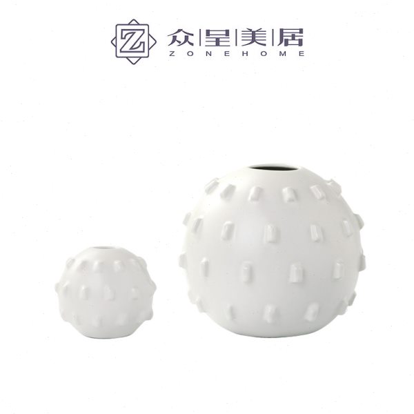 现代样板房简约圆形干花花插创意陶瓷客厅家居装饰花瓶摆件工艺品