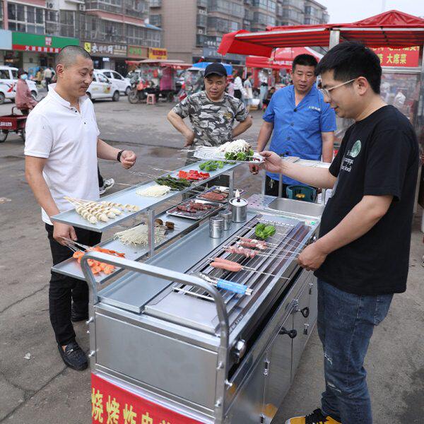 烤苕皮烤炉网红碳烧烤架移动摆摊夜市推车木炭铁板烧鱿鱼炸串面筋