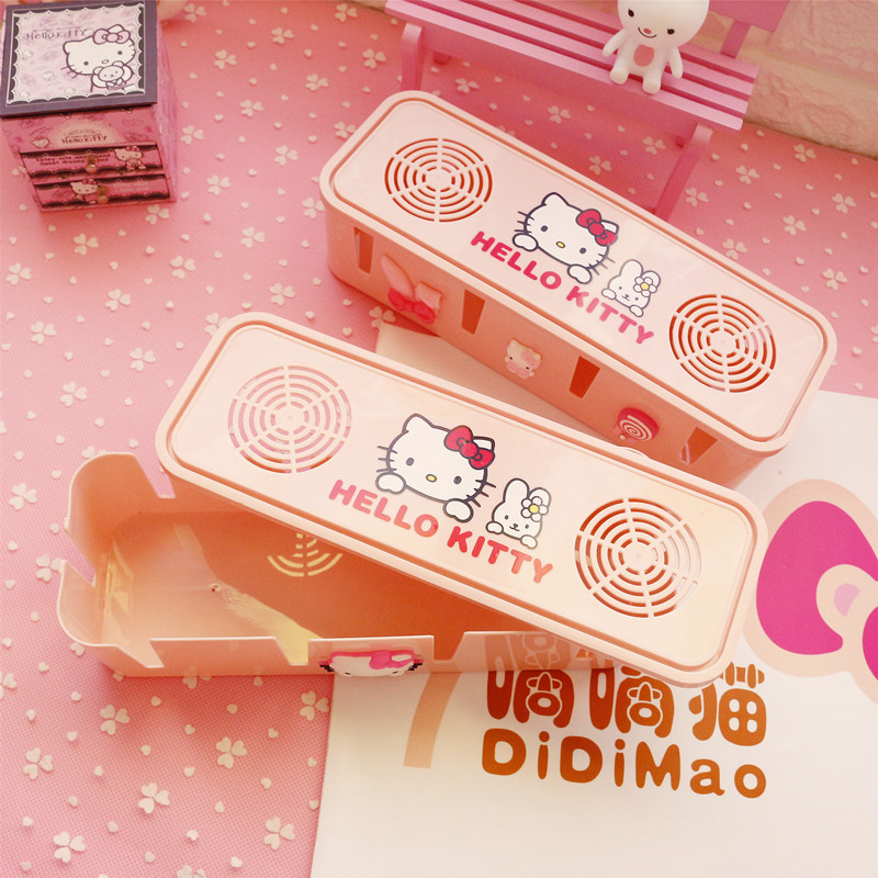 可爱卡通电源线收纳盒电线插线板整理插I座充电线盒插排理线器集