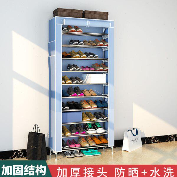鞋架简易多层家用经济型不锈钢牛津布防尘宿舍收纳柜加固组装鞋柜
