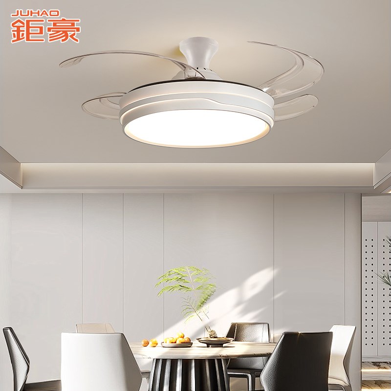 隐形吊扇灯一体餐厅客厅卧室饭厅简约遥N控北欧带电灯风扇吊灯